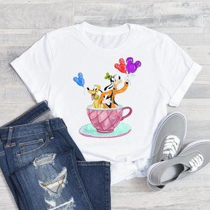 EXCLUSIVE Goofy Pluto Magic Kingdom Tea Cups White Unisex T Shirt